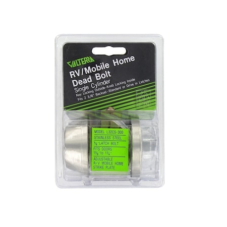 Valterra DOOR DEADBOLT, SINGLE CYLINDER, 5/8IN THROW, SS, CLAM SHELL L32CS3008